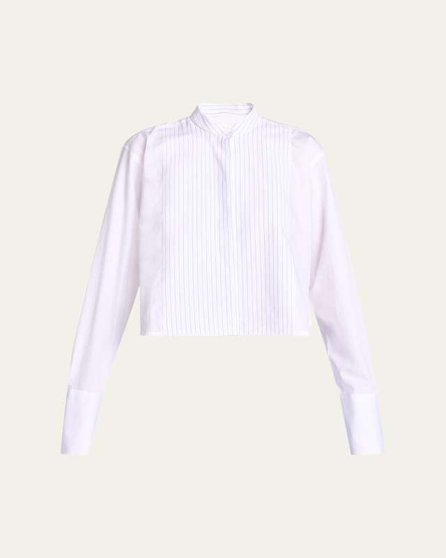 Striped Bib-Front Crop Tux Shirt